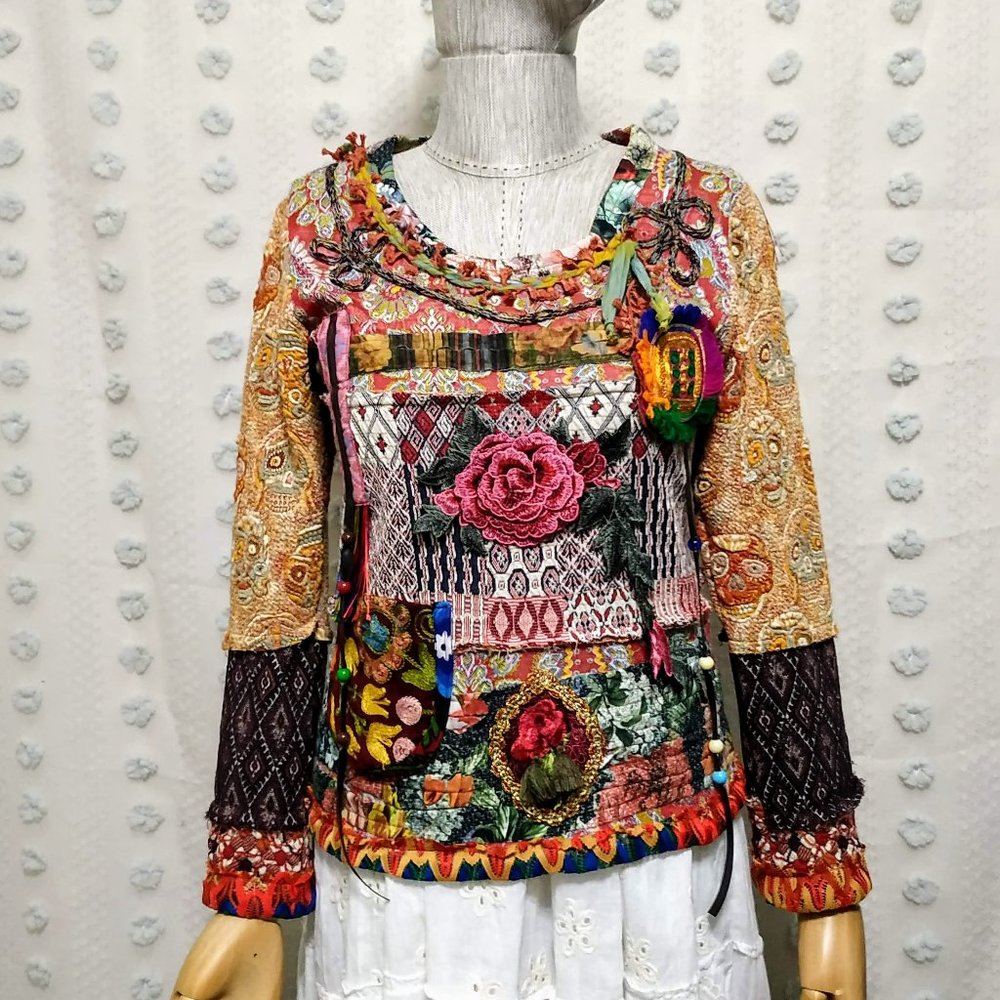 Patchwork Knitwear Design Sweater, Boho Clothing
